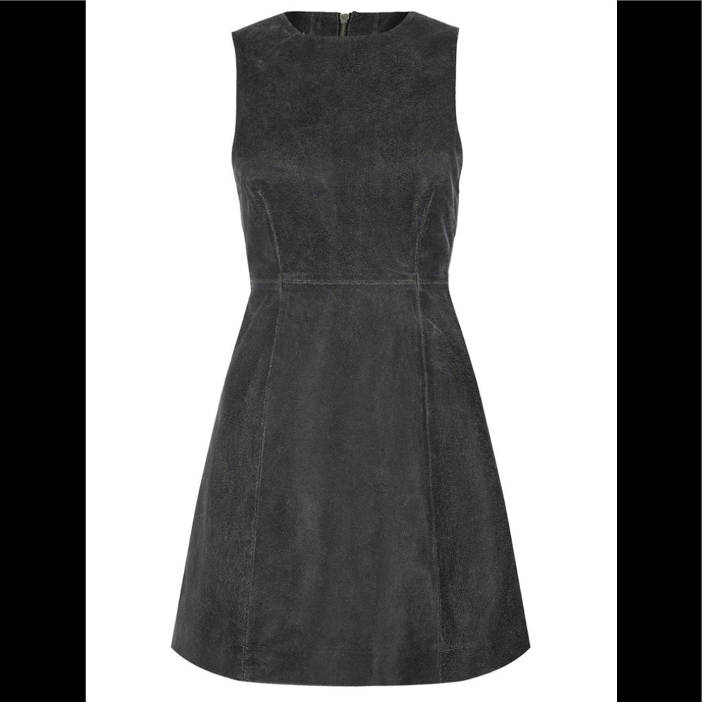 Muubaa Meuse Mini Dress in Black Crackled Leather